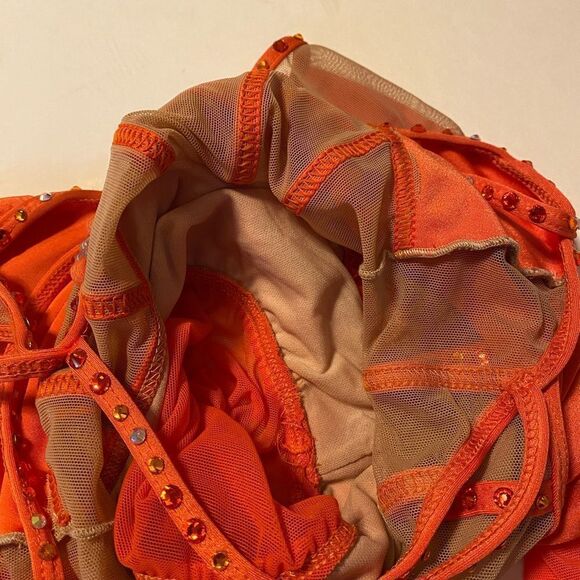 LA dance designs semi custom ASTRA UNITARD coral orange child large LC - Picture 14 of 16